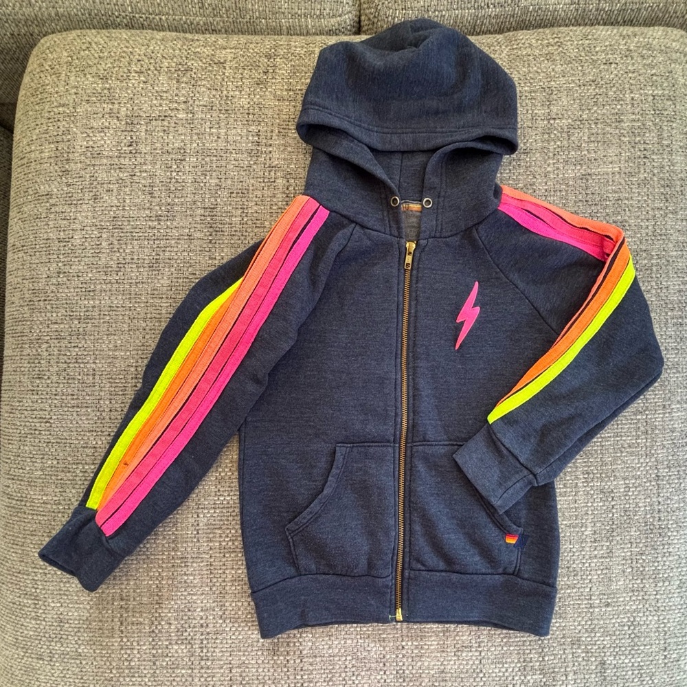 Aviator Nation Kids Hoodie with Rainbow Stripes
